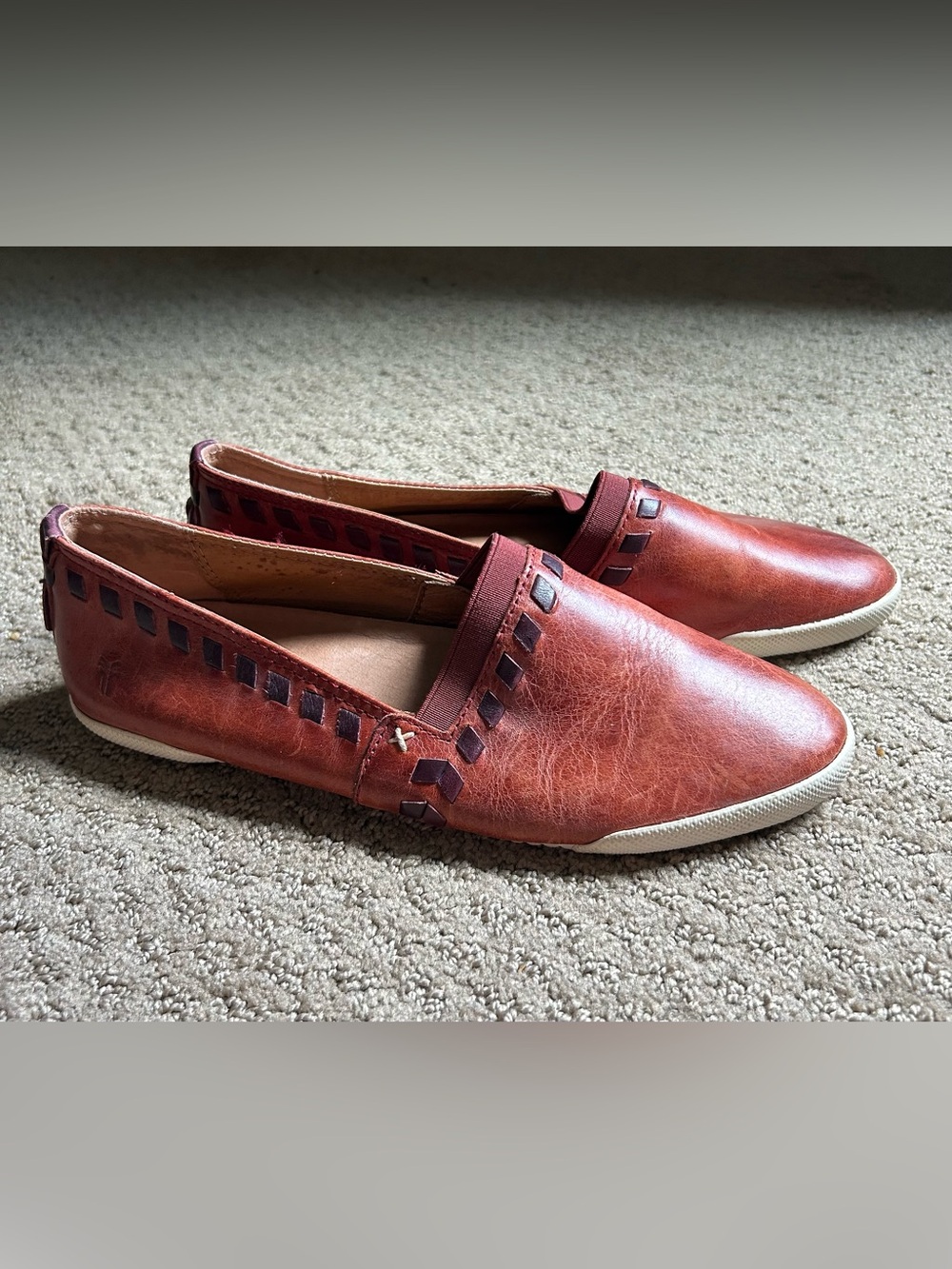 Frye Melanie Women's Leather Slip Ons Cognac Size 8